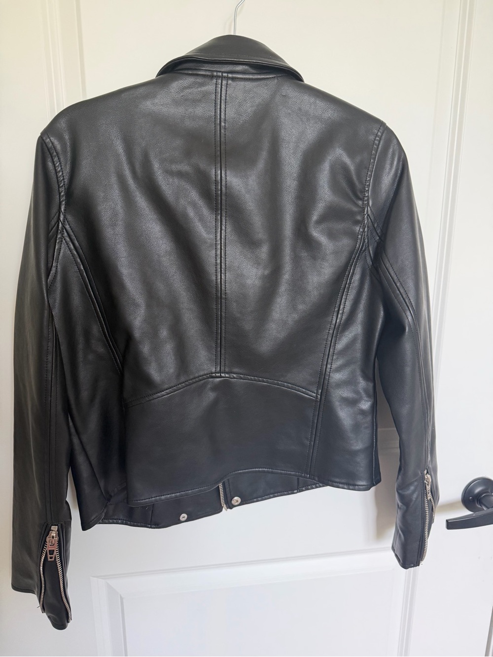 Blank NYC Jacket Black Moto Women’s Medium Faux Leather Biker Zip - Picture 3 of 5